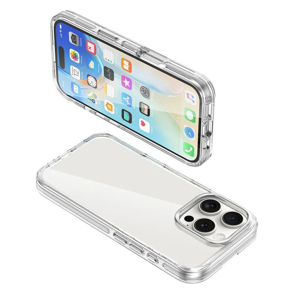For iPhone 16 Pro Case Airbag Design PC+TPU Clear Protective Phone Cover - 6