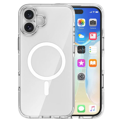 For iPhone 16 Case Compatible with MagSafe Airbag Design PC+TPU Clear Phone Cover - 1