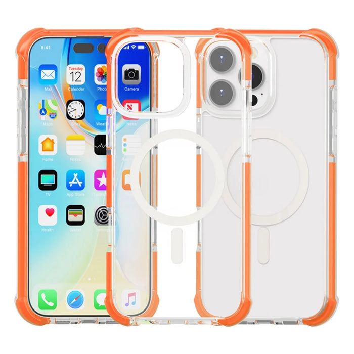 For iPhone 16 Pro Max Case Compatible with MagSafe Reinforced Corners TPU+Acrylic+TPE Phone Cover - Orange - 2