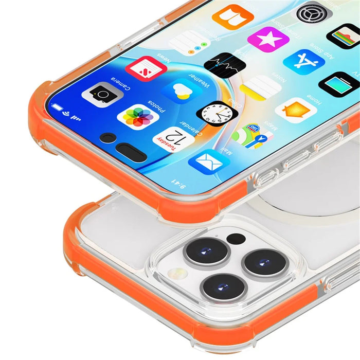 For iPhone 16 Pro Max Case Compatible with MagSafe Reinforced Corners TPU+Acrylic+TPE Phone Cover - Orange - 4