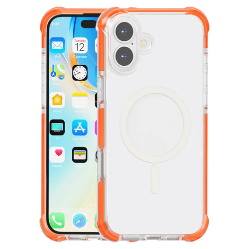For iPhone 16 Plus Case Compatible with MagSafe Reinforced Corners TPU+Acrylic+TPE Phone Cover - Orange - 1
