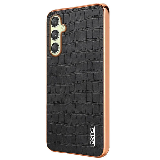 AZNS For Samsung Galaxy A16 5G / A16 4G Case Electroplating Crocodile Texture PU+TPU Phone Cover - Black - 2
