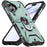 For iPhone 16 Case PC+ TPU Anti-Drop Phone Cover with Ring Kickstand - Dark Green - 1