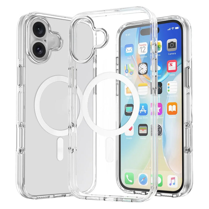 For iPhone 16 Plus Case Compatible with MagSafe Airbag Design PC+TPU Clear Phone Cover - 4