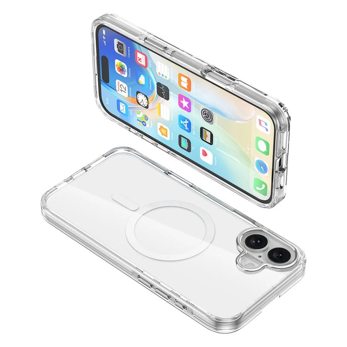 For iPhone 16 Plus Case Compatible with MagSafe Airbag Design PC+TPU Clear Phone Cover - 5