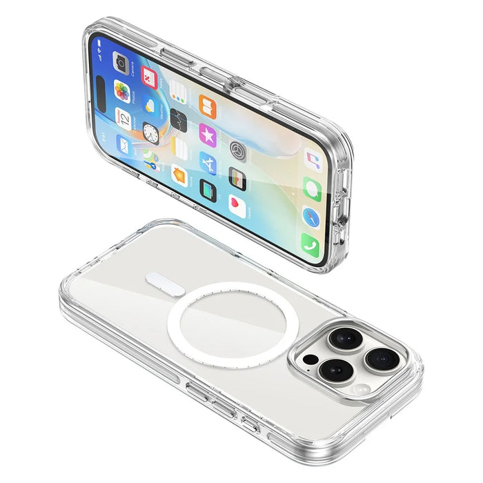 For iPhone 16 Pro Max Case Compatible with MagSafe Airbag Design PC+TPU Clear Phone Cover - 6