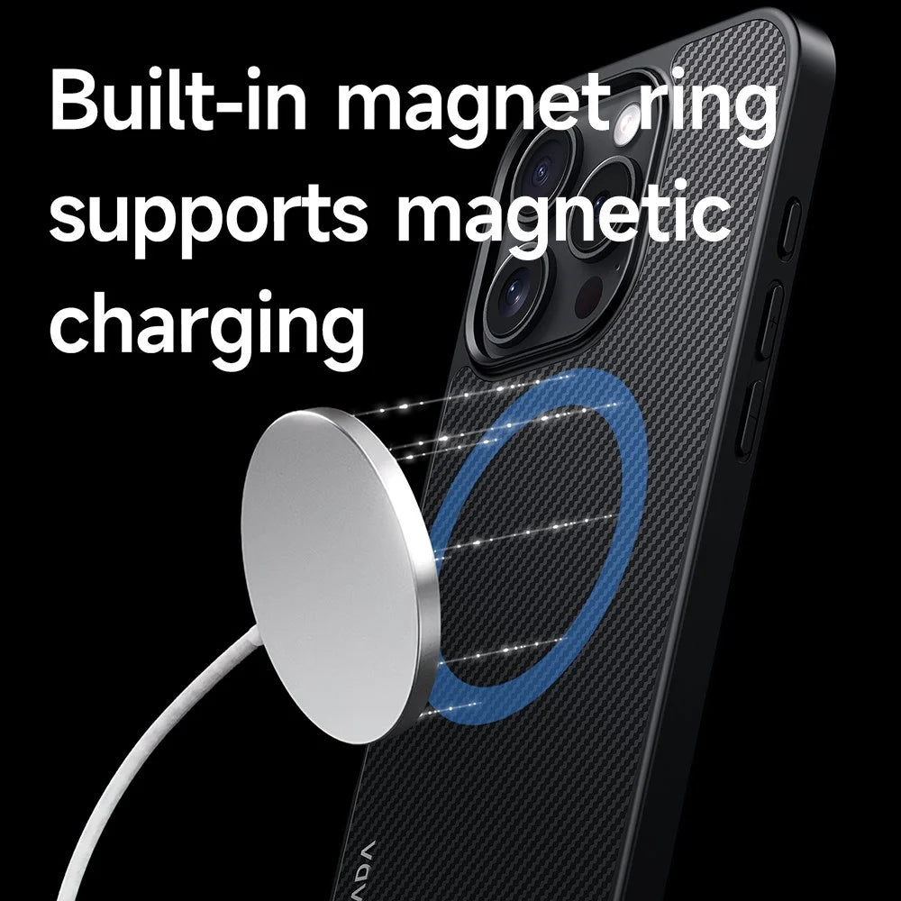 SULADA For iPhone 16 Pro Case Compatible with MagSafe Metal Lens Frame PU+TPU Phone Cover - Black - 2