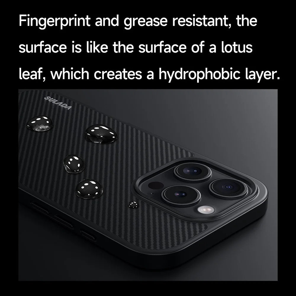 SULADA For iPhone 16 Pro Case Compatible with MagSafe Metal Lens Frame PU+TPU Phone Cover - Black - 5