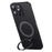For iPhone 16 Pro Case Compatible with MagSafe Genuine Cow Leather+PC Kickstand Phone Cover - Black - 1