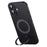 For iPhone 16 Plus Case Compatible with MagSafe Genuine Cow Leather+PC Kickstand Phone Cover - Black - 1