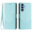 For Samsung Galaxy A16 5G / A16 4G Case Imprinted Honeycomb RFID Blocking Leather Phone Cover with Strap - Mint Green - 1