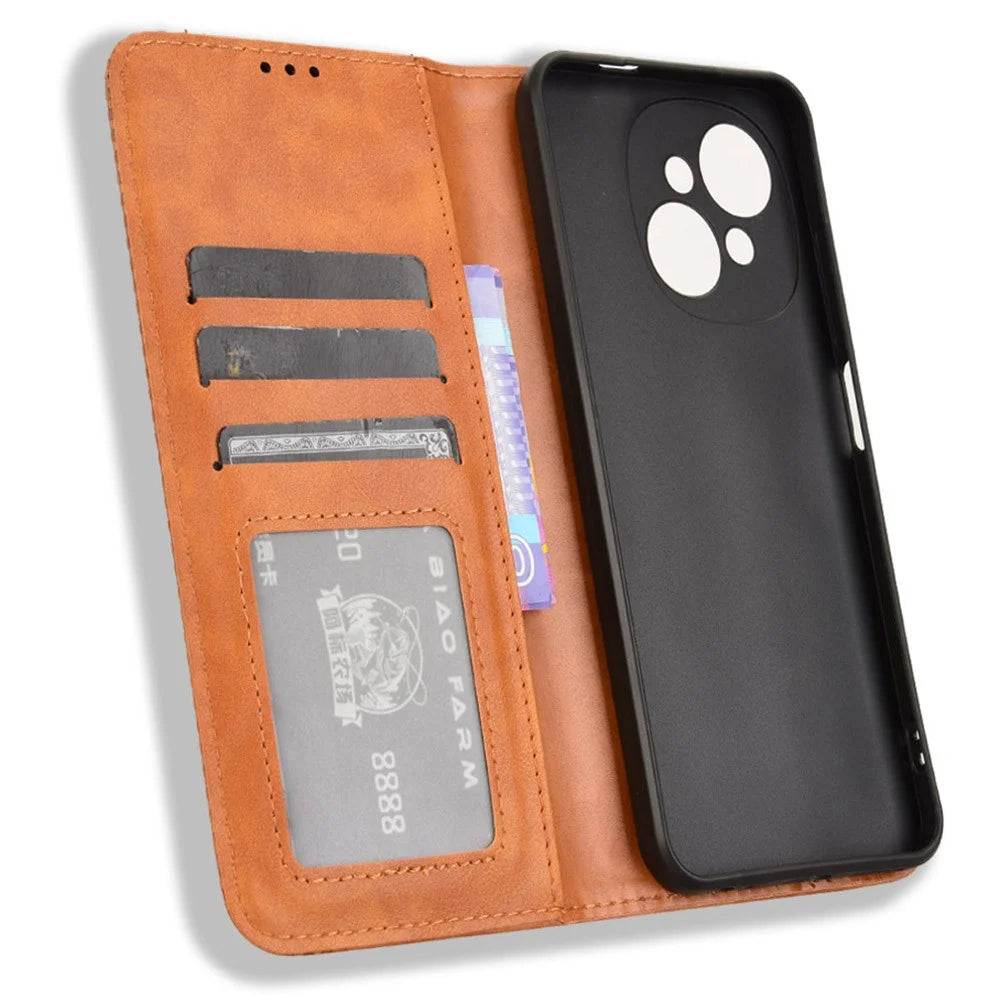 For TECNO Spark Go 2025 / Spark Go 1 / Pop 9 4G Leather Case Wallet Stand Retro Texture Phone Cover - Brown - 5