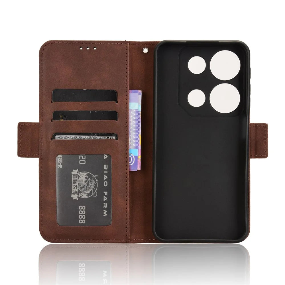 For itel P65 P671L Leather Case Phone Wallet Cover with Multiple Card Slots - Brown - 5