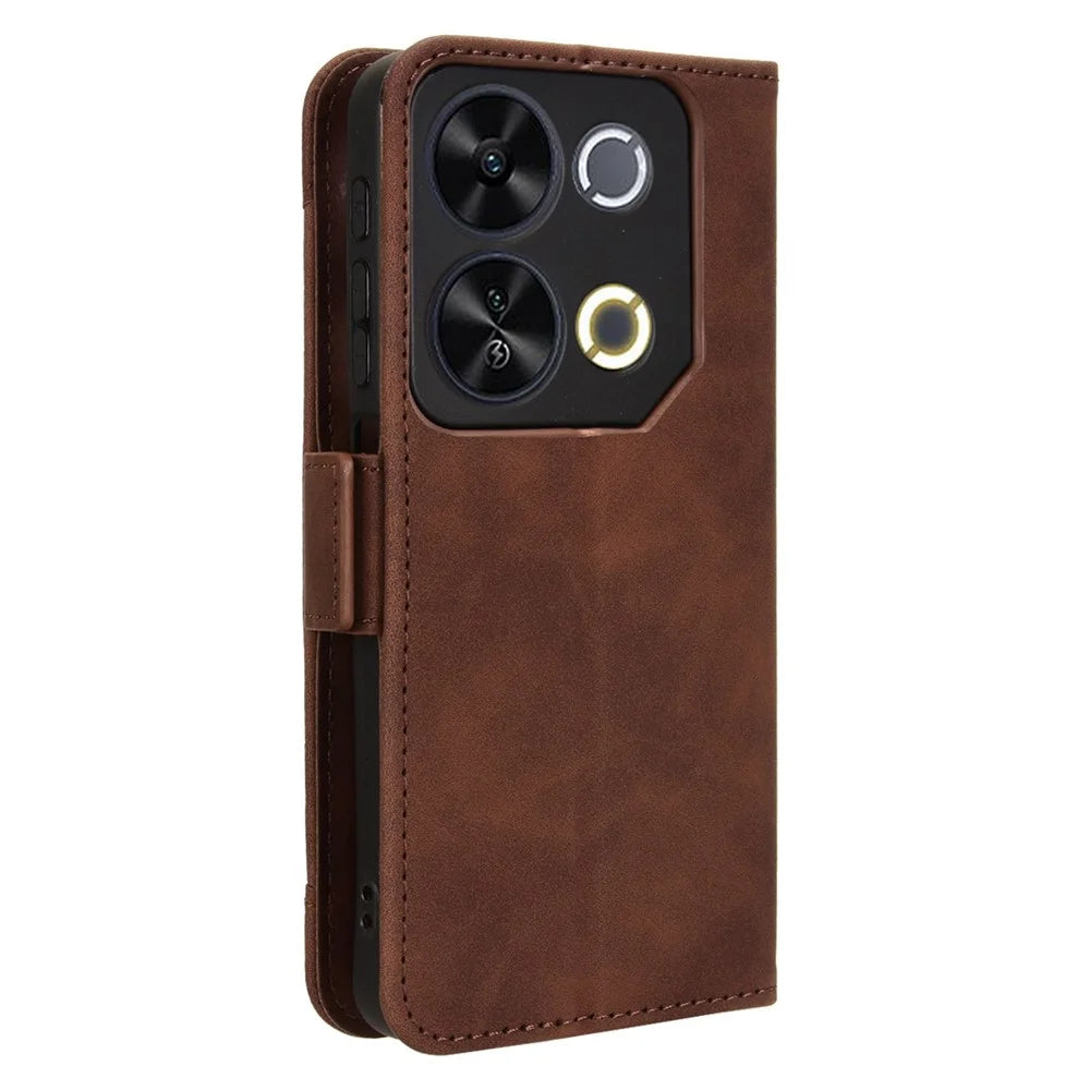 For itel P65 P671L Leather Case Phone Wallet Cover with Multiple Card Slots - Brown - 7