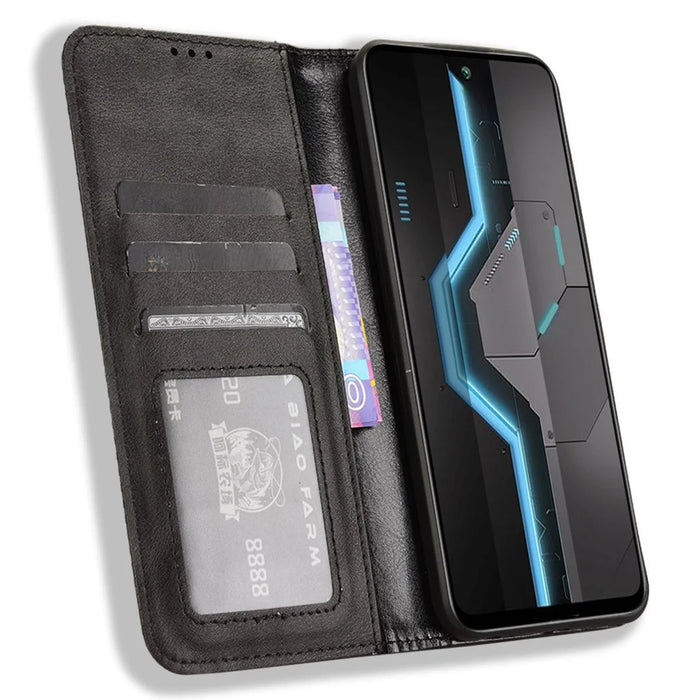 For itel P65 P671L Leather Case Wallet Stand Retro Texture Phone Cover - Black - 2