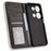 For itel P65 P671L Leather Case Wallet Stand Retro Texture Phone Cover - Black - 5