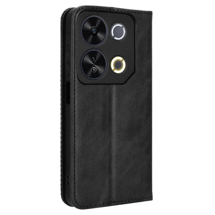 For itel P65 P671L Leather Case Wallet Stand Retro Texture Phone Cover - Black - 7