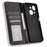 For itel A50C A669L Leather Case Wallet Stand Retro Texture Phone Cover - Black - 5