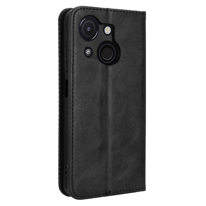 For itel A50C A669L Leather Case Wallet Stand Retro Texture Phone Cover - Black - 7