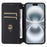 For iPhone 16 Plus Wallet Case Rhombus Imprinted Leather Phone Cover - Black - 2