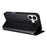 For iPhone 16 Plus Wallet Case Rhombus Imprinted Leather Phone Cover - Black - 4