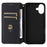 For iPhone 16 Plus Wallet Case Rhombus Imprinted Leather Phone Cover - Black - 5