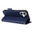 For iPhone 16 Plus Case with Wrist Strap Litchi Texture PU Leather Wallet Phone Cover - Dark Blue - 4