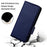 For iPhone 16 Plus Case with Wrist Strap Litchi Texture PU Leather Wallet Phone Cover - Dark Blue - 6
