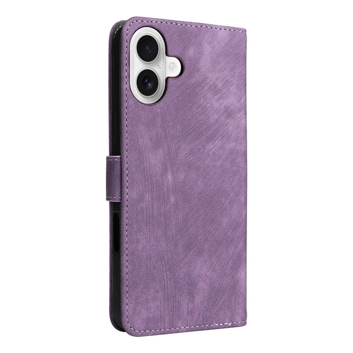For iPhone 16 Plus Wallet Case RFID Blocking PU Leather Cover Stand View - Purple - 7