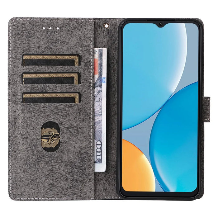 For itel A50C A669L Wallet Case RFID Blocking PU Leather Cover Stand View - Black - 2