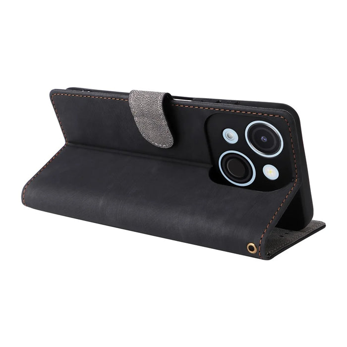 For itel A50C A669L Wallet Case RFID Blocking PU Leather Cover Stand View - Black - 4