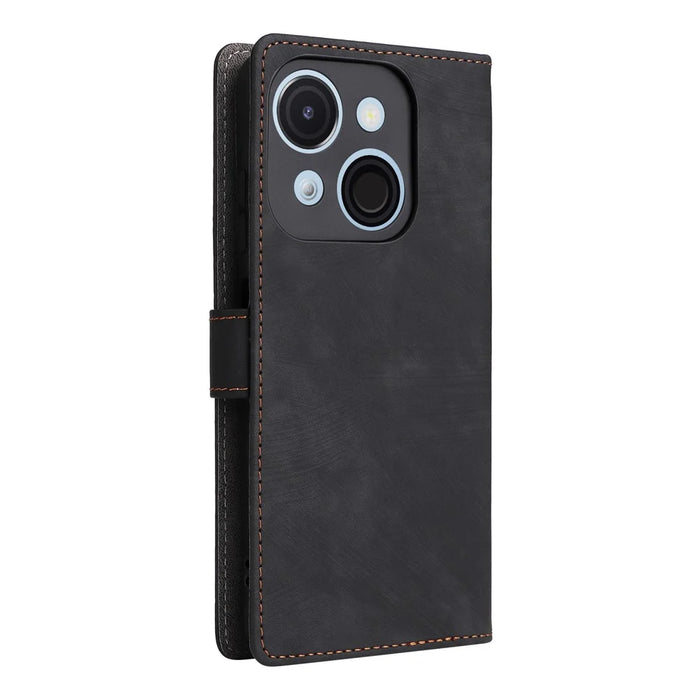 For itel A50C A669L Wallet Case RFID Blocking PU Leather Cover Stand View - Black - 7