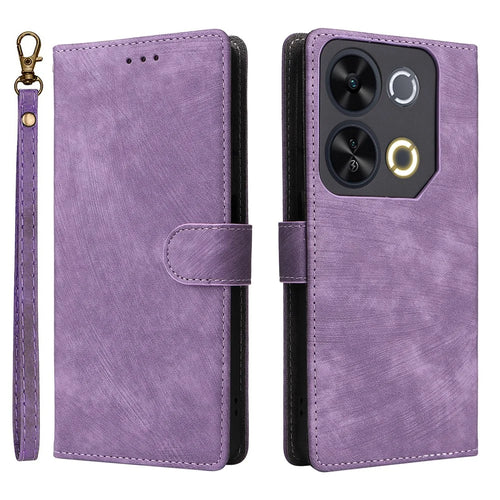 For itel P65 P671L Wallet Case RFID Blocking PU Leather Cover Stand View - Purple - 1