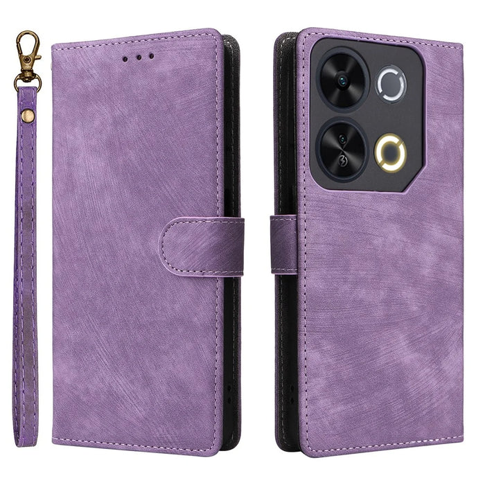 For itel P65 P671L Wallet Case RFID Blocking PU Leather Cover Stand View - Purple - 1