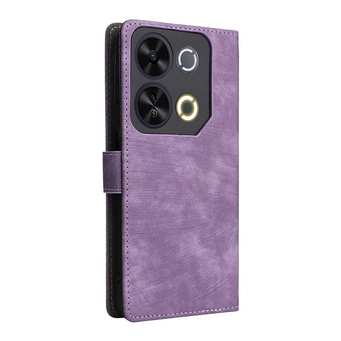 For itel P65 P671L Wallet Case RFID Blocking PU Leather Cover Stand View - Purple - 7