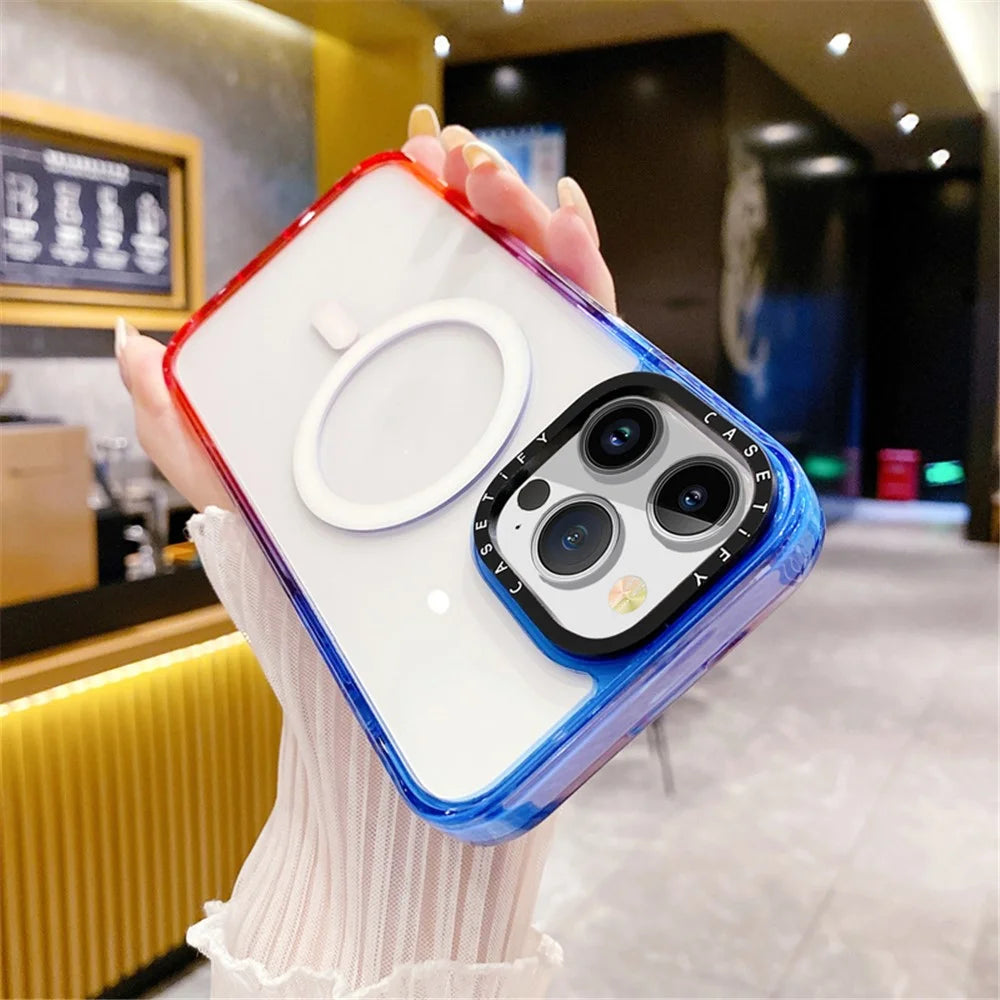Bulk Purchasing For iPhone 15 Pro Max Case Compatible with MagSafe PC+TPU+TPE Phone Cover - Gradient Blue+Red - 5