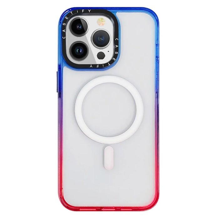 Bulk Purchasing For iPhone 15 Pro Case Compatible with MagSafe PC+TPU+TPE Phone Cover - Gradient Blue+Red - 1