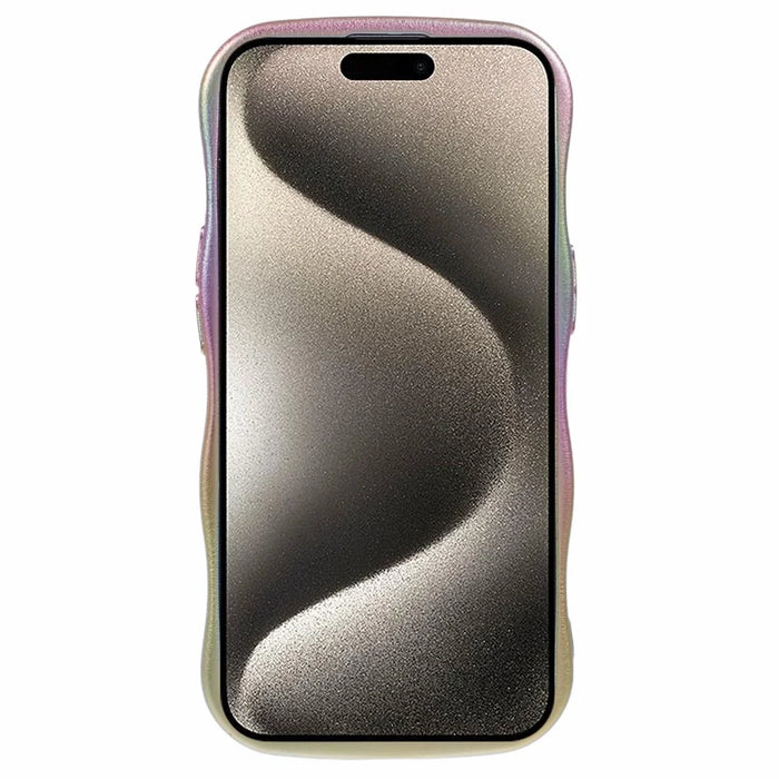 For iPhone 15 Case Curly Shape Love Heart TPU Phone Cover Iridescent Gradient - Colorful - 2
