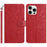 For iPhone 16 Pro Case Flower Imprint Leather Flip Wallet Phone Cover with Wrist Strap - Red - 1