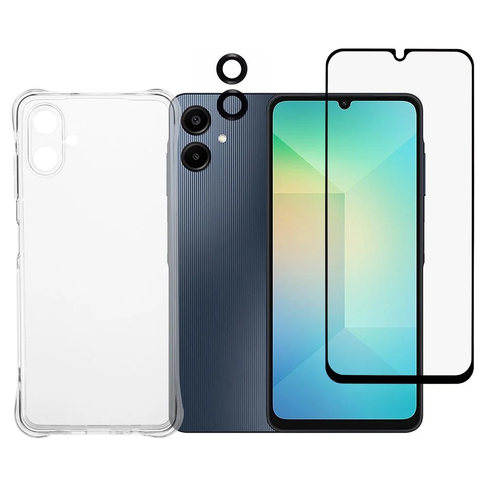 For Samsung Galaxy A06 4G Case TPU Phone Cover with Screen Protector + Camera Lens Film - 1
