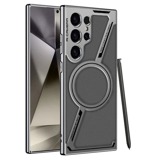 GKK For Samsung Galaxy S24 Ultra Magnetic Case Anti-Scratch PC+TPU+PU Phone Cover - Grey - 1
