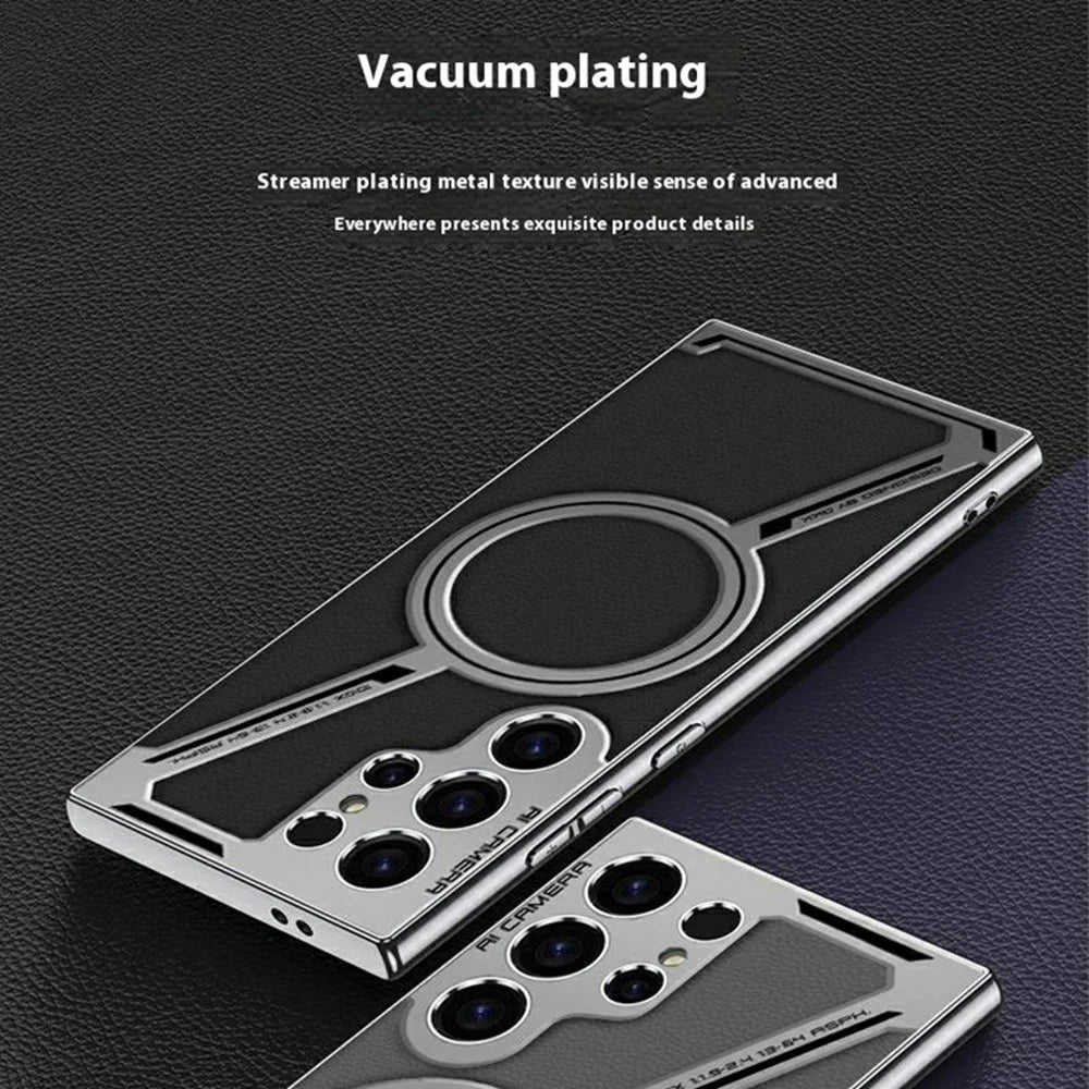 GKK For Samsung Galaxy S24 Ultra Magnetic Case Anti-Scratch PC+TPU+PU Phone Cover - Grey - 2