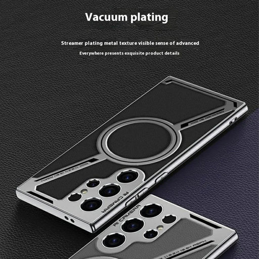 GKK For Samsung Galaxy S24 Ultra Magnetic Case Anti-Scratch PC+TPU+PU Phone Cover - Grey - 2