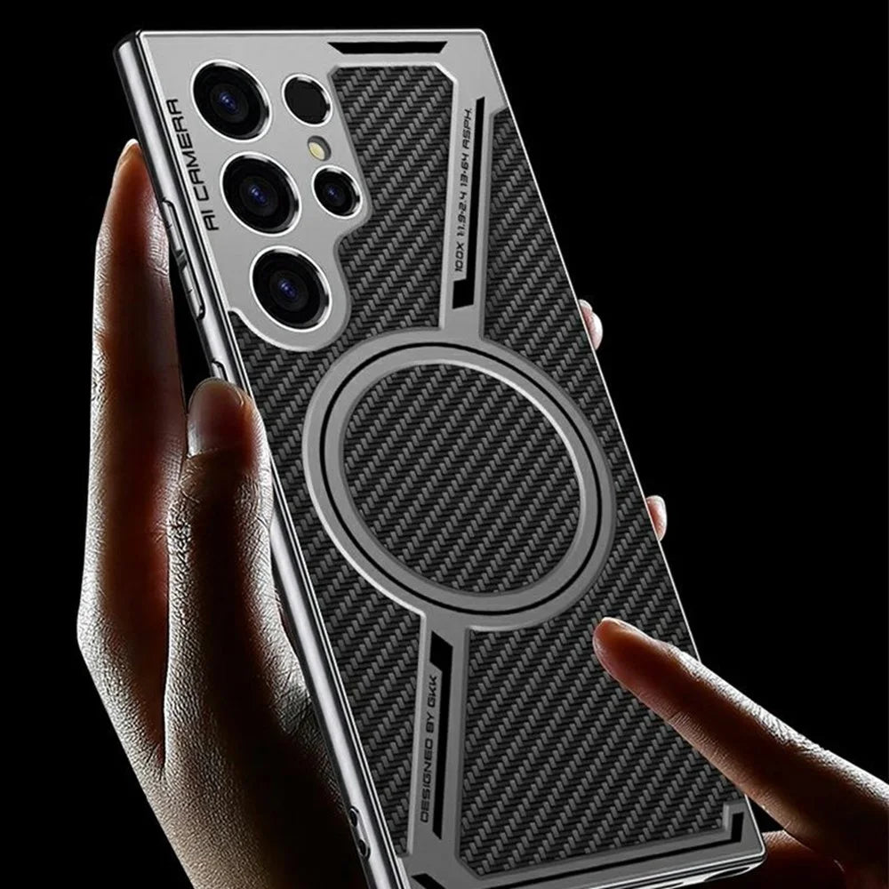 GKK For Samsung Galaxy S24 Ultra Magnetic Case Anti-Scratch PC+TPU+PU Phone Cover - Grey - 6