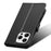 For iPhone 16 Pro Max Case PU Leather Diamond Texture Wallet Phone Cover - Black - 5