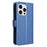 For iPhone 16 Pro Case PU Leather Diamond Texture Wallet Phone Cover - Blue - 7
