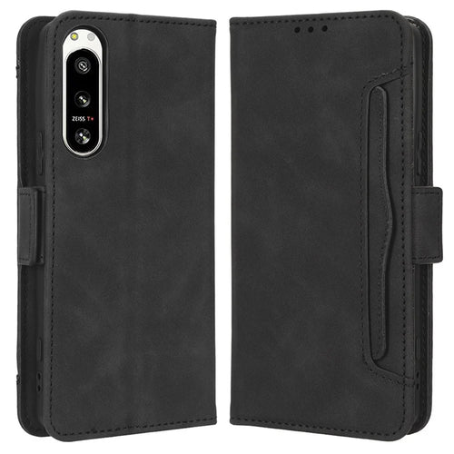 For Sony Xperia 5 IV 5G Foldable Stand Wallet Phone Cover PU Leather Multiple Card Slots Phone Case - Black - 1