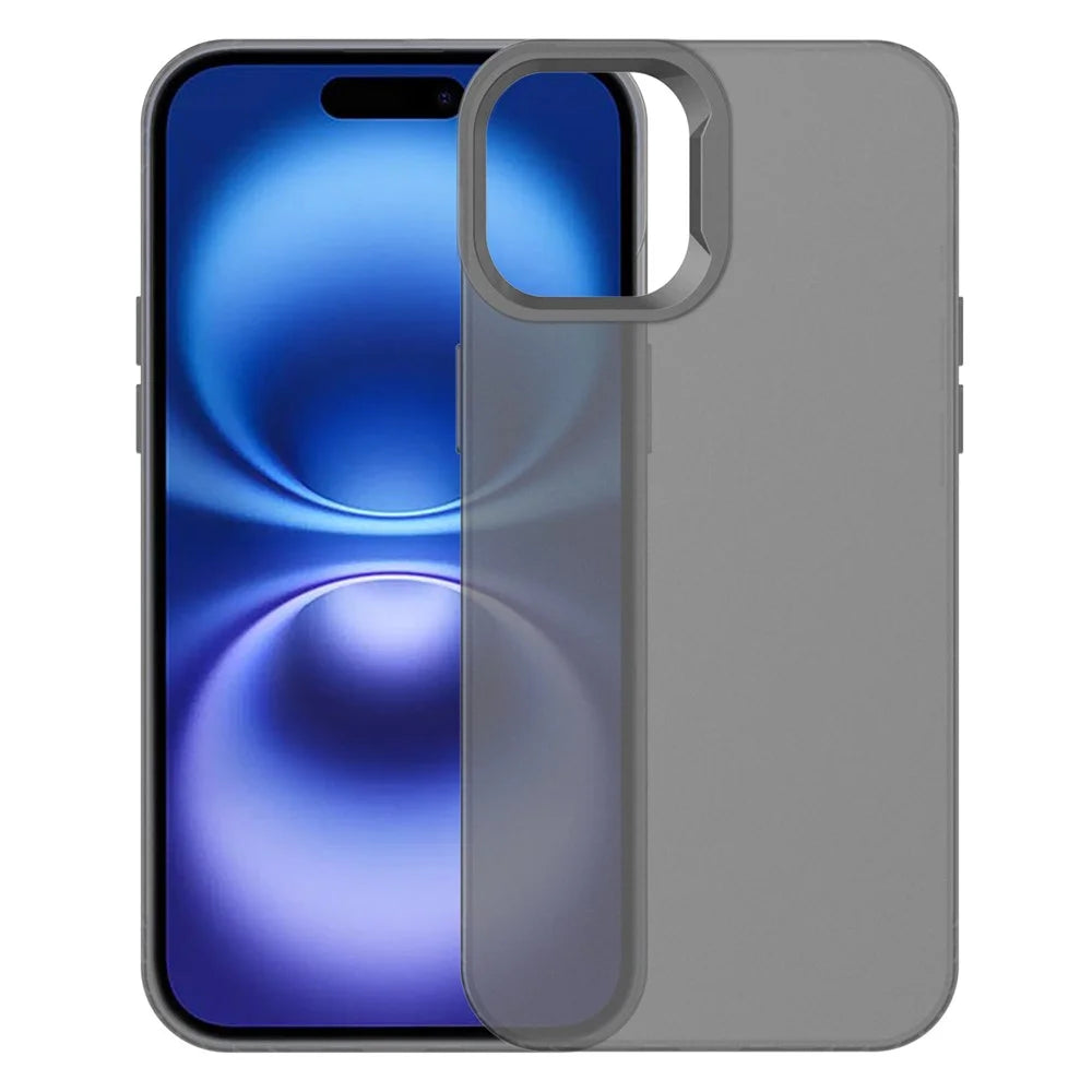 KALEBOL KLB-TPU008 For iPhone 16 Plus Case Transparent Matte TPU Anti-Drop Phone Cover - Black - 2