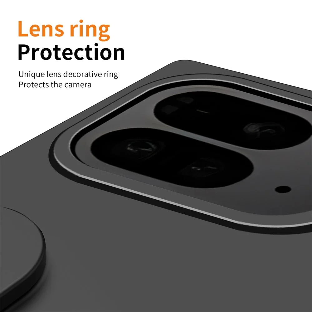 For Google Pixel 9 Pro Fold 5G Case Kickstand Wristband PC Phone Cover with Tempered Glass Film - Black - 6
