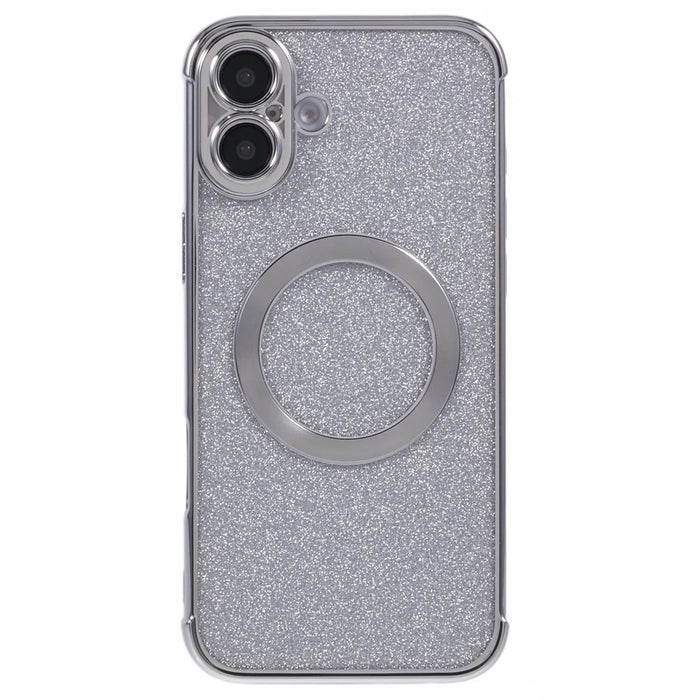 For iPhone 16 Plus Case Electroplating Glitter TPU Clear Phone Cover Compatible with MagSafe - Silver - 3